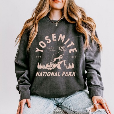 Simply Sage Market Women's Lightweight Garment Dyed Graphic Sweatshirt Yosemite National Park