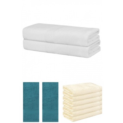 REGALWOVEN Absorbent Solid Bath Hand Face Cloths Cotton Towels 3 Piece Sets