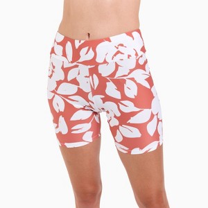 Calypsa Women's Chlorine Resistant High Waisted Mid-Thigh Swim Shorts - 1 of 4