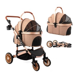 Itopfox Foldable Pet Stroller for Small/Medium Dogs & Cats up to 50lbs, 3-in-1 Travel Carrier with Storage Basket & Car Seat, Portable & Detachable - 1 of 4