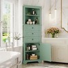 Okak Tall Corner Cabinet with Doors, Bathroom Floor Cabinet with Adjustable Shelves and 3 Drawers, Storage Cabinetfor Bathroom, Living Room - 2 of 4