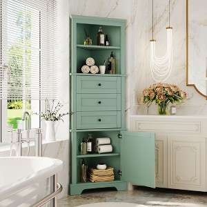 NicBex Tall Corner Cabinet with Doors,Bathroom Floor Cabinet with Adjustable Shelves,Storage Cabinet with 3 Drawers for Bath/Living Room,Kitchen - 1 of 4