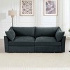 2-Seater Sofa with Pull-Out Storage Drawers, Sofa with Crescent Armrests and Piped Edge, Upholstered Chenille Sofa with Cushion-Coolbibila - 2 of 4