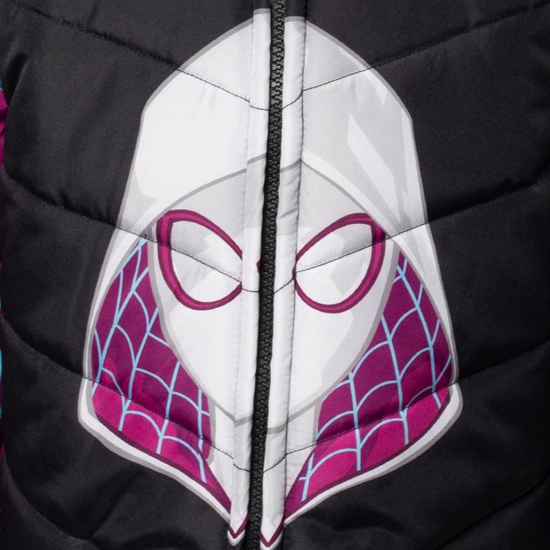 Marvel Spidey and His Amazing Friends Ghost-Spider Girls Zip Up Puffer Jacket Little Kid to Big Kid, 5 of 8