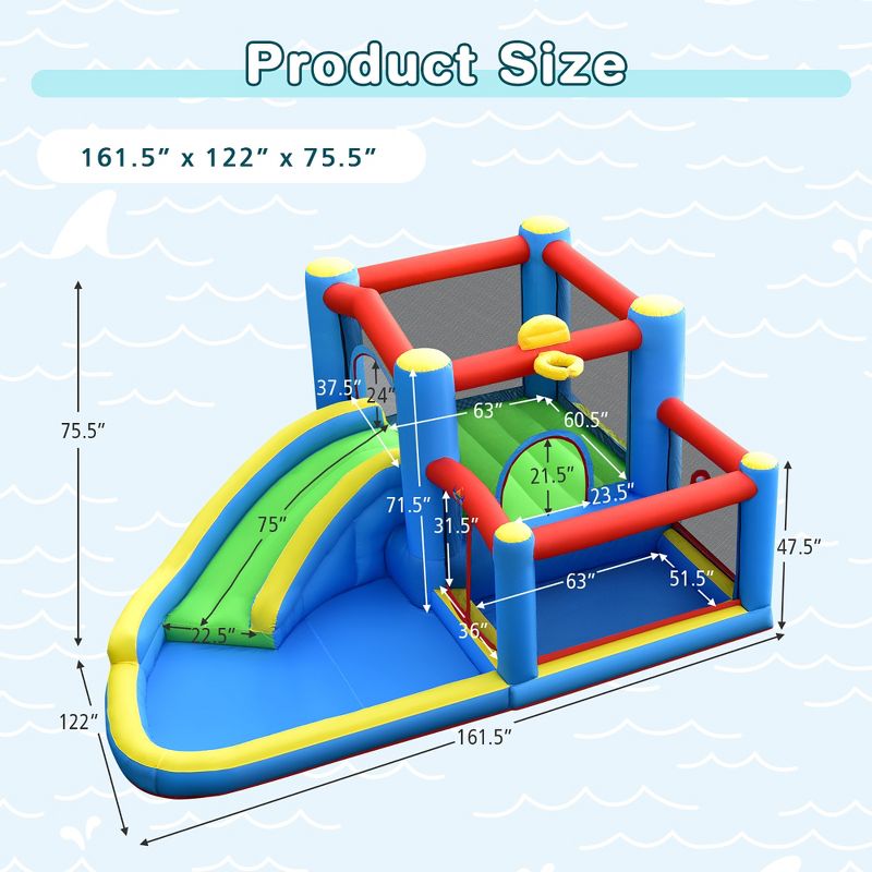Costway Inflatable Kids Water Slide Outdoor Indoor Slide Splash Pool with 480W Blower, 4 of 11