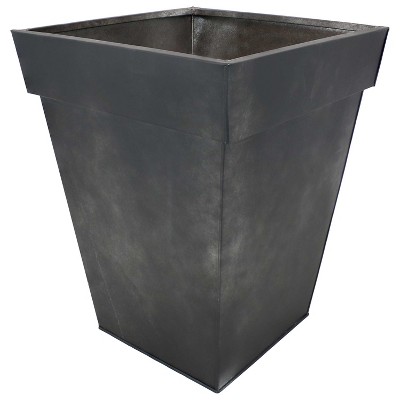 Sunnydaze Modern Decorative Square Indoor/Outdoor Galvanized Steel  Flower Planter - 13.75" Square - Charcoal