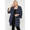 Slickblue Plus Size Multi-Color Striped Cardigan, Long Body with Side Slits and Wide Sleeves, Navy, Size 1XL-3XL - 2 of 4