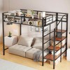 MAYEERTY Twin Size Metal Loft Bed, Upper Grid Storage Shelf Lateral Ladder, Bedroom, Black - 2 of 4