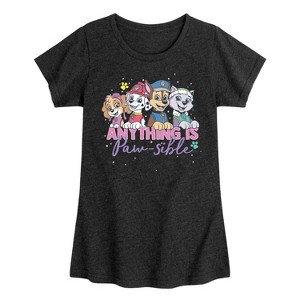 Girls' - Paw Patrol - Marshall Chase Everest Skye Anything Is Paw-Sible Fitted Short Sleeve Graphic T-Shirt - 1 of 4