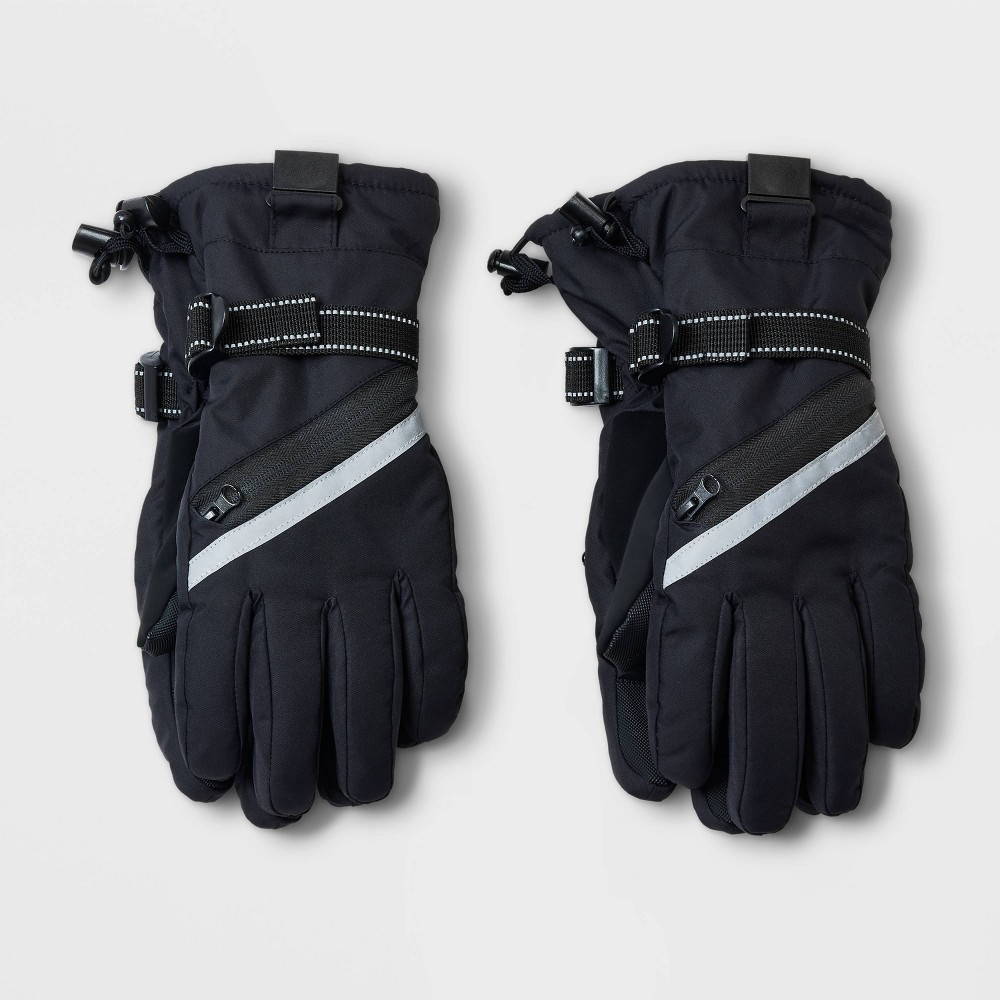 Kids' Zipper Ski Gloves - All in Motion Black 8-16