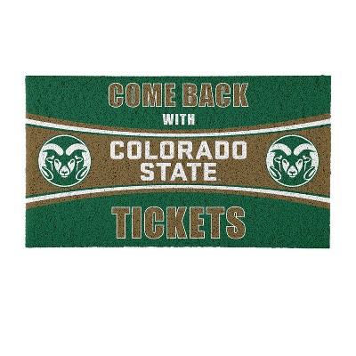 Evergreen Come Back with Tickets Colorado State University 28" x 16" Woven PVC Indoor Outdoor Doormat