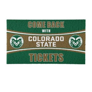 Evergreen Come Back with Tickets Colorado State University 28" x 16" Woven PVC Indoor Outdoor Doormat - 1 of 4