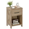 Resenkos Timeless Nightstand - Integrated Drawer & Open Storage Shelf, Versatile Space-Saving Solution, Antique Brush White + Natural Brown - 3 of 3