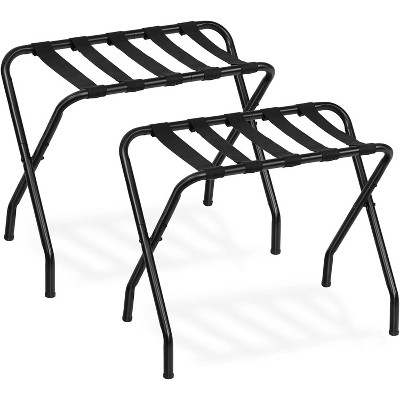 Luggage Rack, Metal Foldable Suitcase Stand for Guest Room, Holds up to 100 lb,Nylon Straps, Hotel, Bedroom, Closet