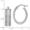 Black Bow Jewelry 8mm Glitter Inlay Oval Hoop Earrings in Sterling Silver, 29mm - 3 of 4