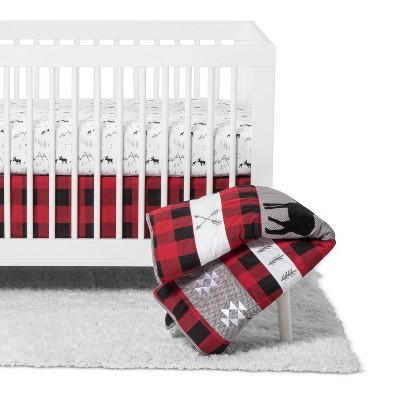 red and black buffalo plaid crib skirt