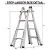 FURNIinspire Ladders Multifunctional Foldable Aluminum Ladder Household A-Frame Straight Step Ladder, Tall Step Stool, Silver, 37"*23"*51" - 3 of 4