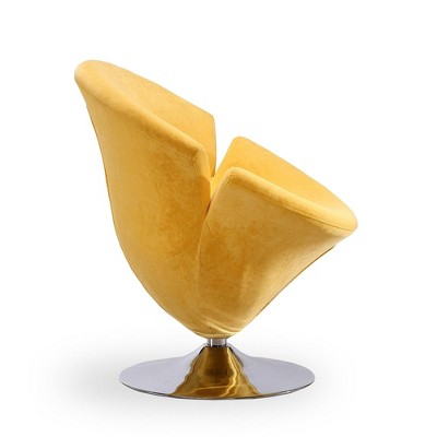 Blossom-Inspired Yellow Velvet Swivel Barrel Chair