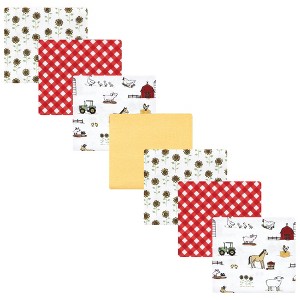 Hudson Baby Infant Girl Cotton Flannel Receiving Blankets Bundle, Girl Farm, One Size - 1 of 4