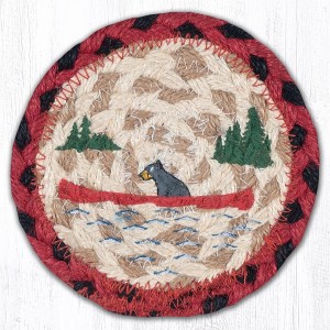 Earth Rugs Bears in Canoe Printed Coaster 5"x5" Rustic Lodge Cabin Drink Mat - 1 of 3