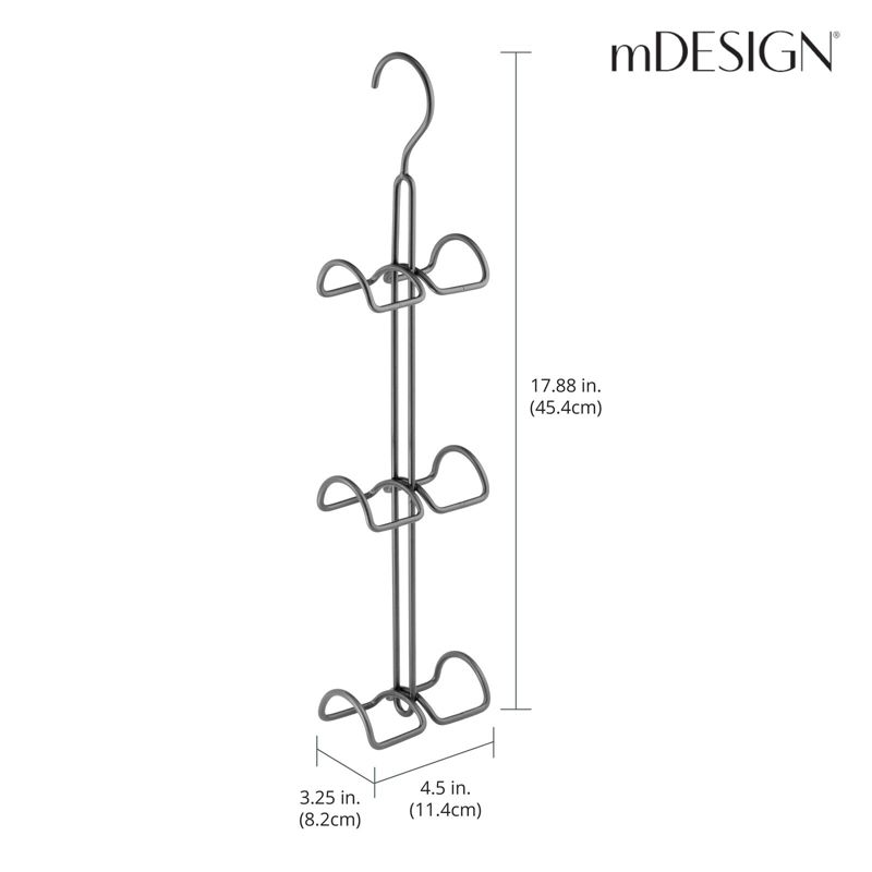 mDesign Metal Wire Over Closet Rod Hanging Handbag Organizer, 2 Pack, 4 of 9