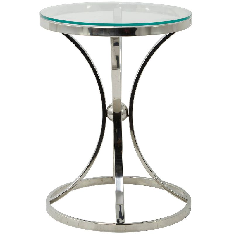 Contemporary Stainless Steel Accent Table with Round Base - Olivia & May, 5 of 8