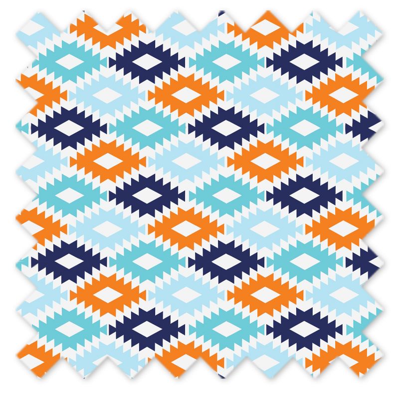 Bacati - Liam Aztec Print Kilim Aqua/Orange/Navy Crib/Toddler Bed Skirt, 2 of 4