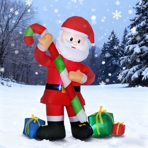 NAYSAYE 6FT Christmas Inflatable Santa Claus with Candy Cane and Gift Boxes Holiday Decoration for Yard Outdoor Display, White, 59"*29.5"*72" - 1 of 4