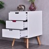 Costway White Side End Table Nightstand w/ 3 Drawers Mid-Century Accent Wood Furniture - 3 of 4
