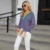 Coolmee Womens Long Sleeve Henley T Shirts Button Ribbed Knit Stripe Slim Fitted Tee Tops Basic Casual Work Blouse - 4 of 4