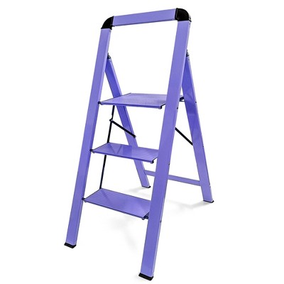 Fortune Candy 42.5" Aluminum 3-Step Folding Ladder - Lightweight, Anti-Slip & Portable - for Home, Kitchen, Garage