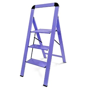 Fortune Candy 42.5" Aluminum 3-Step Folding Ladder - Lightweight, Anti-Slip & Portable - for Home, Kitchen, Garage - 1 of 4