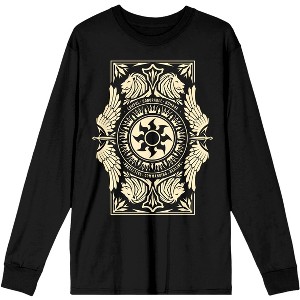 Light, Sun, Lion, Symbol Men's Black Long Sleeve Graphic Tee- - 1 of 2