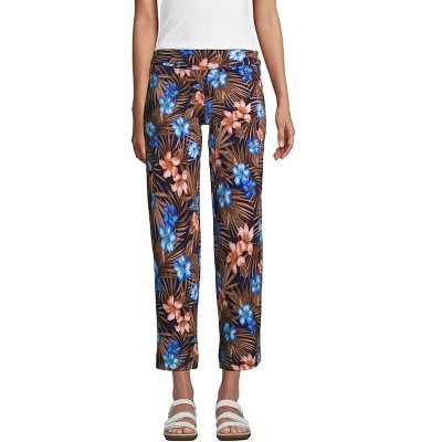 Lands' End Women's Starfish Mid Rise Elastic Waist Pull On Crop Pants