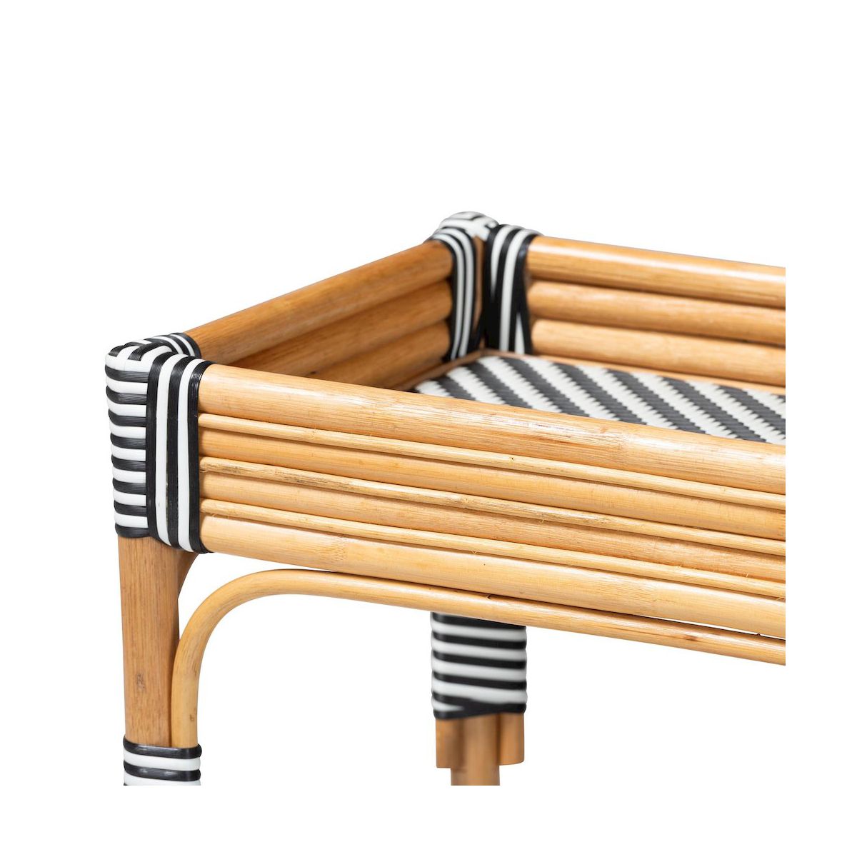bali & pari,Carmine Natural Rattan Kitchen Cart - 2-Tier Handwoven Wicker Storage Trolley - thumbnail 4