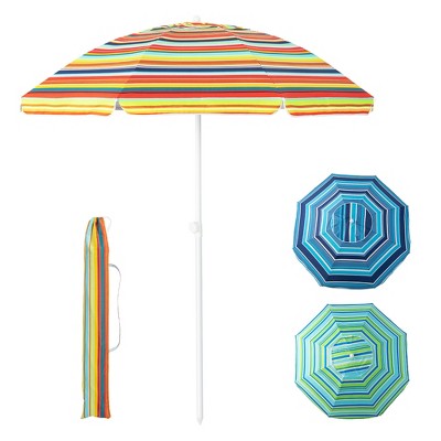 Tangkula 6.5 FT Patio Portable Beach Adjustable Umbrella w/ Sandbag