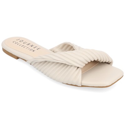 Journee Collection Womens Emalynn Slip On Slide Flat Sandals