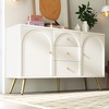 140" Metal foot three drawer two door dining cabinet, combining high-quality wood and metal - 2 of 4