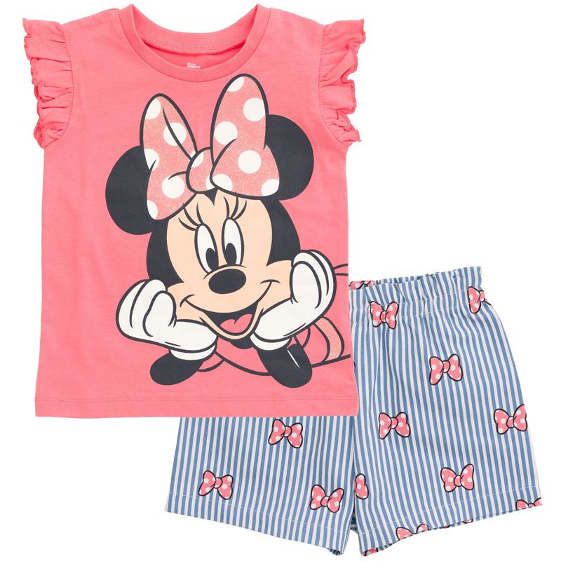 Disney Minnie Mouse Tank Top and Twill Shorts Outfit Set Toddler to Big Kid, 1 of 7