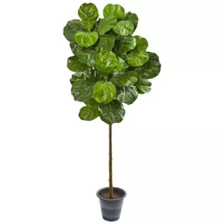 60" Artificial Fiddle Leaf Tree with Decorative Planter - Nearly Natural