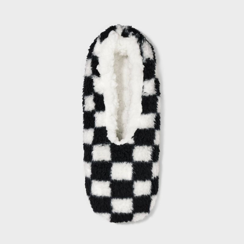 Girls' Checkered Slipper Socks - art class™ Black/White, 3 of 5