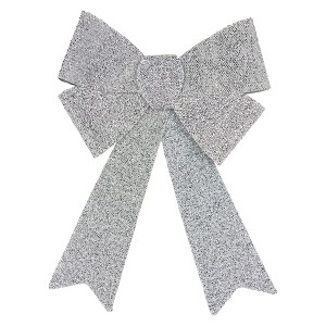 Northlight Tinsel 4-Loop Bow Christmas Decoration - 17" - Silver - 1 of 3