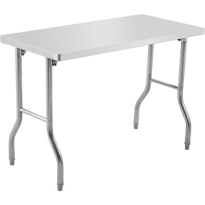 60" Commercial Worktable Workstation, Stainless Steel Folding Table with Metal Adjusting Foot