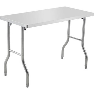 60" Commercial Worktable Workstation, Stainless Steel Folding Table with Metal Adjusting Foot - 1 of 4