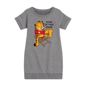 - Garfield - Star Of This Show Graphic Short Sleeve Fleece Dress - 1 of 3