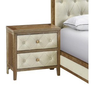 Vynxaria Cherry Espresso Nightstand - 2 Designed Drawers, MDF with Birch Veneer, Modern Bedroom Furniture - 1 of 4