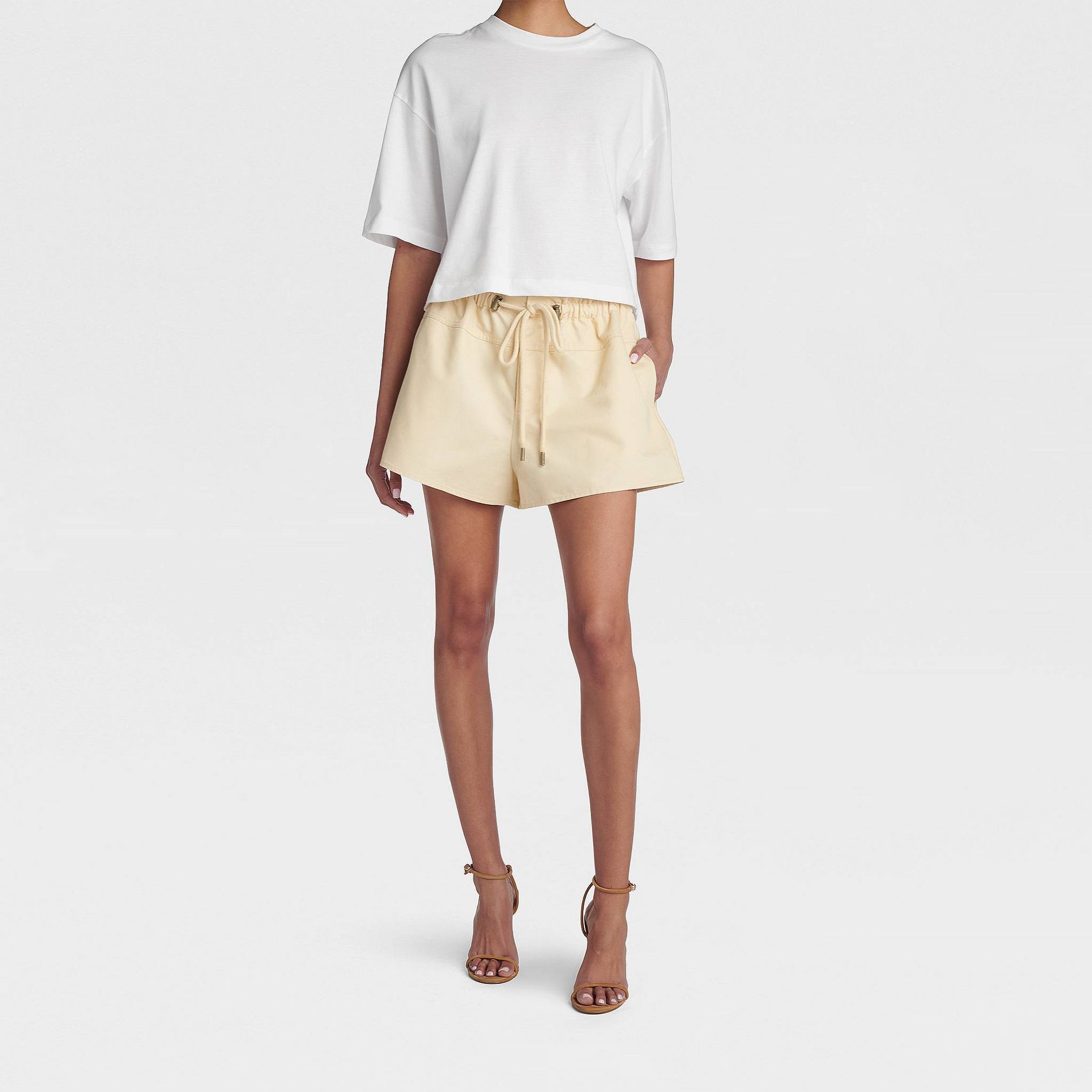 KBB by KAHLANA Women's 'The Flared Drawcord Shorts' - Tan