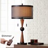 Franklin Iron Works Hunter Rustic Farmhouse Table Lamp with Table Top Dimmer 29 3/4" Tall Bronze Cherry Wood Metal Double Drum Shades for Bedroom Kids - 2 of 4