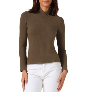 INSPIRE CHIC Women's Asymmetrical Collar Long Sleeves Basic Tops - 1 of 4
