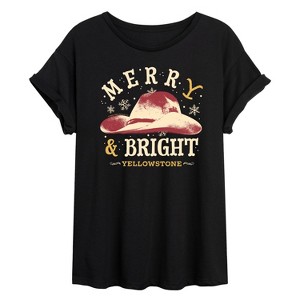 Women's - Yellowstone - Merry And Bright Oversized Graphic T-Shirt - 1 of 4